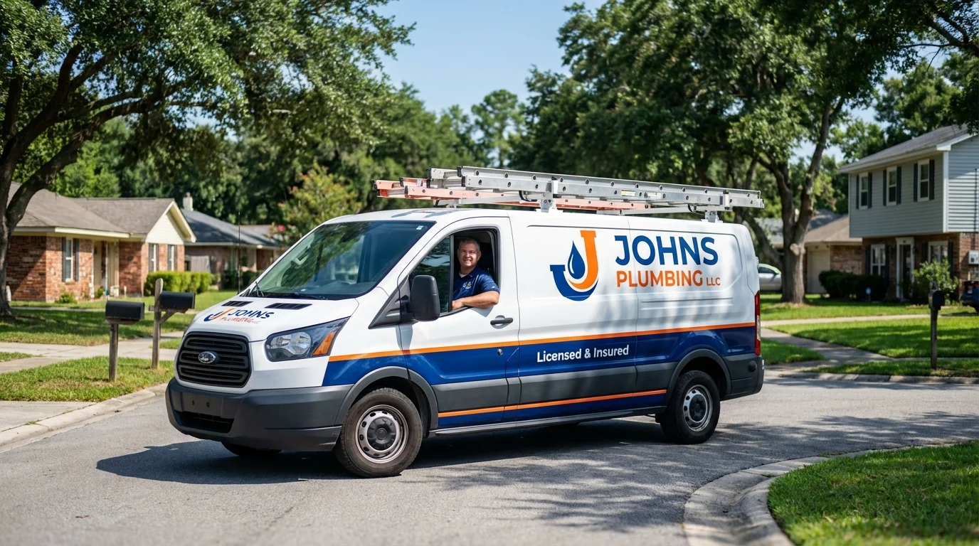 Johns Plumbing LLC service van in Carrizo Springs, TX