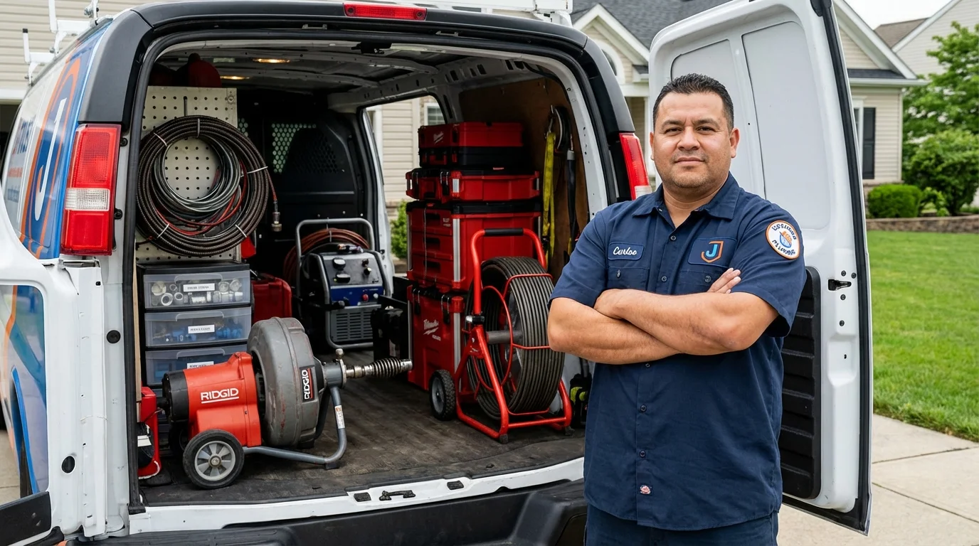 Professional drain cleaning equipment and Johns Plumbing LLC plumber in Carrizo Springs