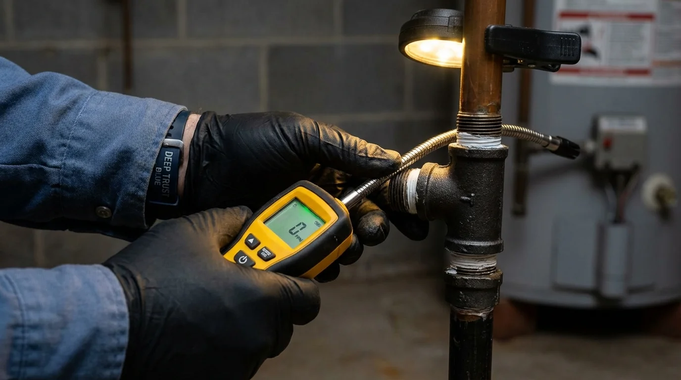 Gas leak detection with electronic sniffer by Johns Plumbing LLC in Carrizo Springs